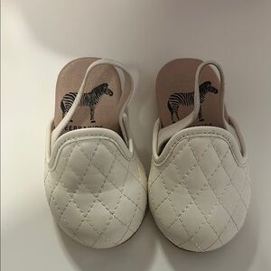 White leather quilted baby shoes